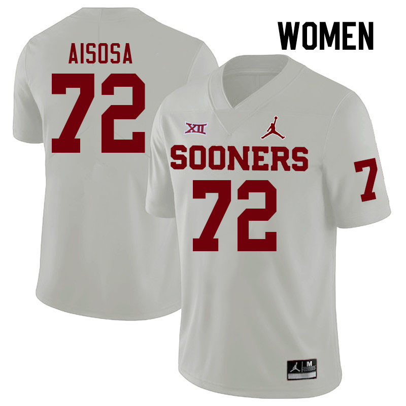 Women #72 Josh Aisosa Oklahoma Sooners College Football Jerseys Stitched-White